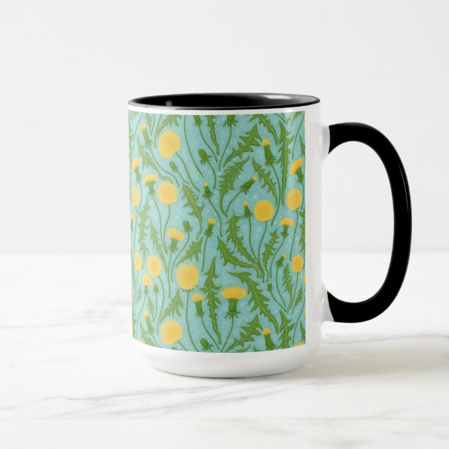 Taza Dandelions, verde, amarillo y azul (Derecha)