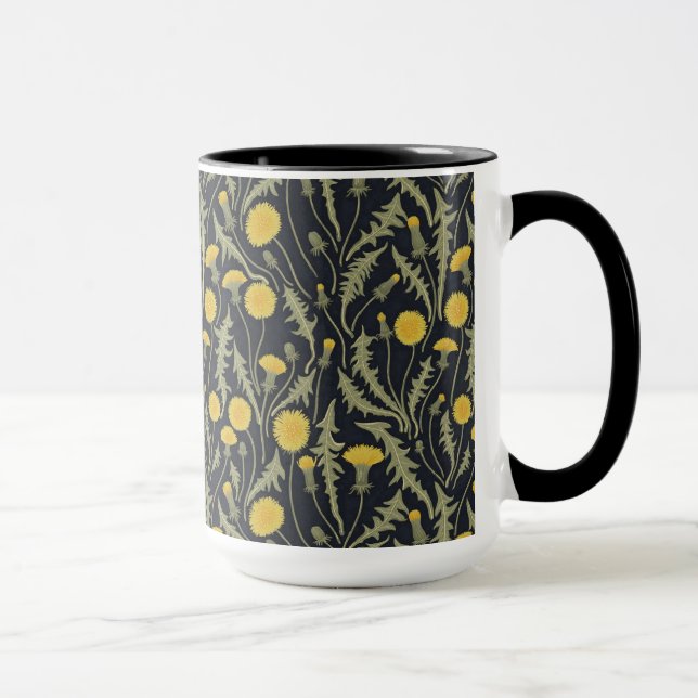 Taza Dandelions, verde, amarillo y negro (Derecha)