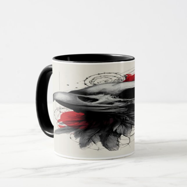 Taza Dark Crow Skull Gothic Grunge Art Mug (Anverso izquierdo)