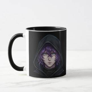 Taza Dark Hoodie Anime Boy with Purple Hair