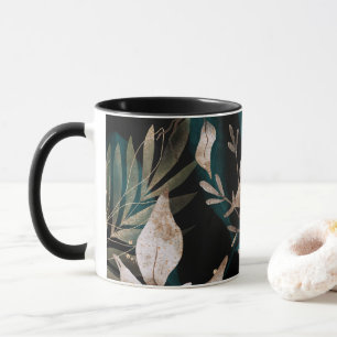 Taza Dark Modern Boho Hojas Botánicas