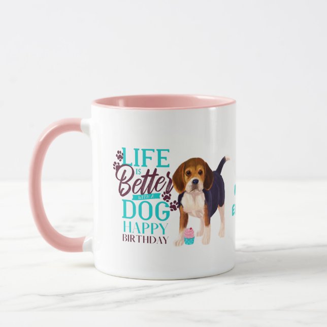 Taza Darling Beagle Dog ama a MOM Cumpleaños (Izquierda)
