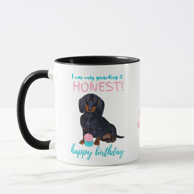 Taza Darling Dachshund Dog Curiosa MAMÁ o Papás Cumplea (Izquierda)