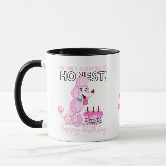 Taza Darling Pink Poodle Dog MOM's Funny Birthday (Izquierda)