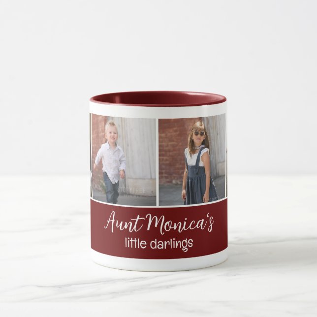 Taza Darlings personalizados de tía con 4 fotos cuadrad (Centro)