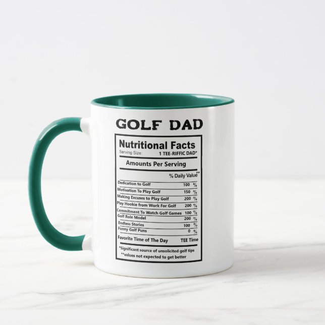Taza Datos Nutricionales de Golfista Regalo Divertido p (Izquierda)