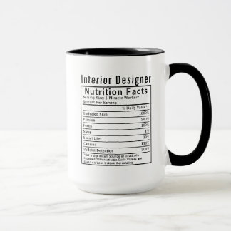 Taza Datos Nutricionales Divertidos para Diseñadores de
