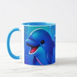 Taza Dauphins joyeux arc-en-ciel