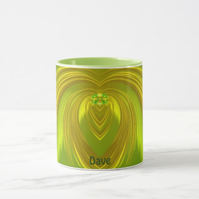 Taza DAVE ~ GLOSSY 3D Oro Verde Amarillo ~ Mug (Centro)