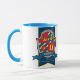 Taza David knight shield rojo nombre azul que significa