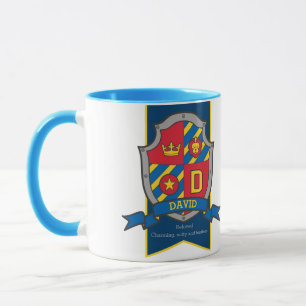 Taza David knight shield rojo nombre azul que significa