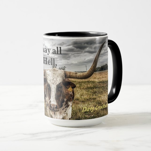 Taza Davy Crockett Cita Sobre El Infierno Y Texas (Anverso derecho)