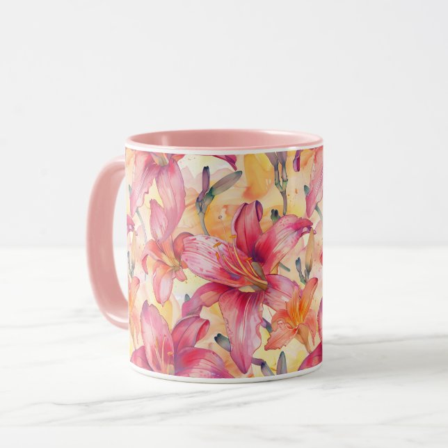 Taza Daylias amarillas rosadas (Anverso izquierdo)