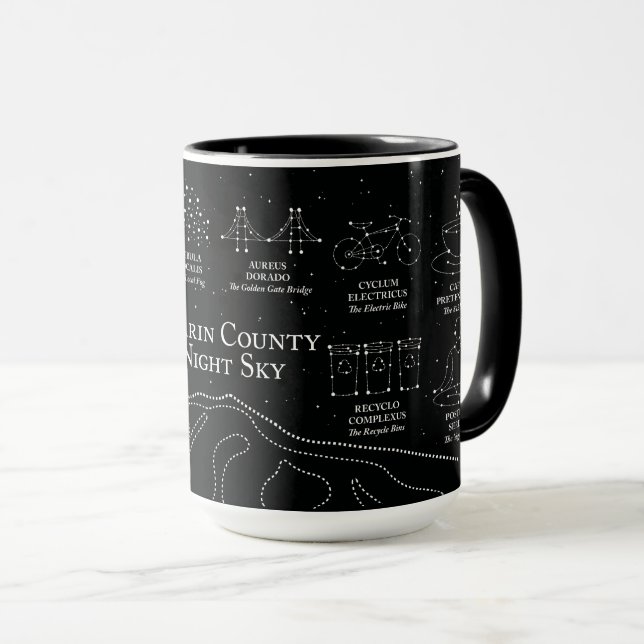 Taza de 15 oz. Marin County Night Sky negra (Anverso derecho)