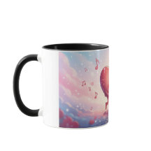 Taza de 330ml Corazones Besándose “Notas de Amor” 