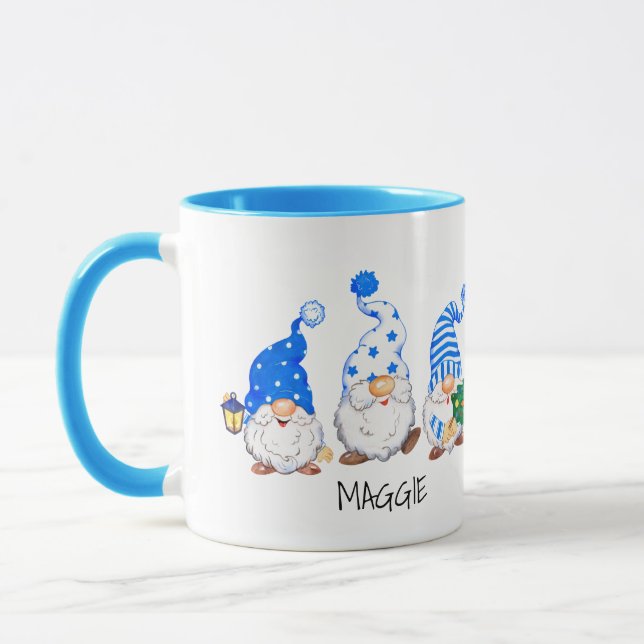 Taza de 3 Gnomos Navideños Lindos con Nombre Perso (Izquierda)