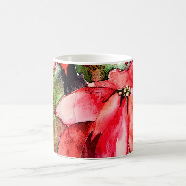 Taza de 3 navidad de los Poinsettias (Centro)