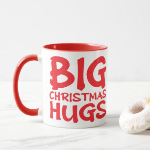 Taza de abrazos grandes de Navidad con panda rojo