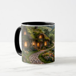Taza de acento de cottage de fantasía acogedor