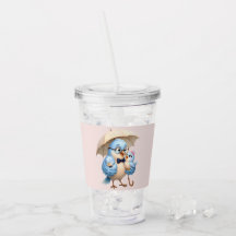 Taza de acrílico con pajita del padre pájaro