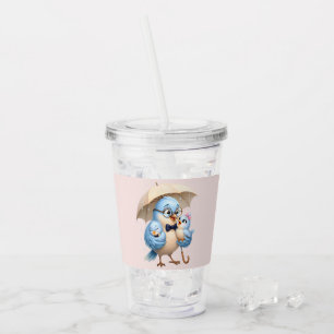 Taza de acrílico con pajita del padre pájaro