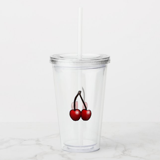 Taza de acrílico de cerezas (Anverso)