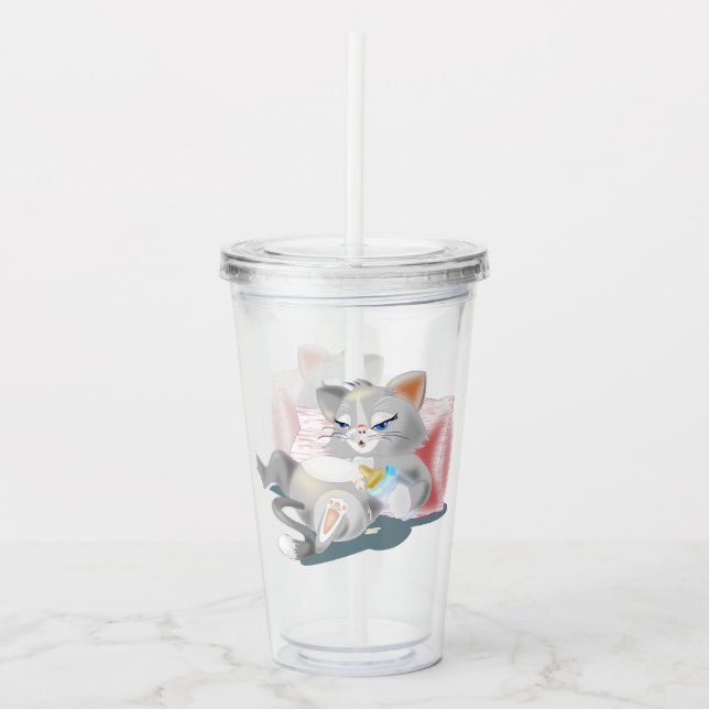 Taza de acrílico de gato bebé (Anverso)