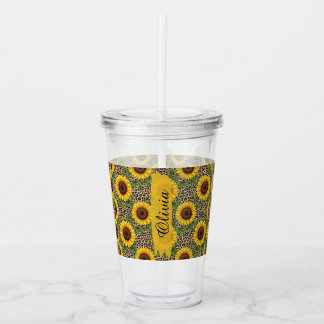Taza de acrílico de girasol personalizada