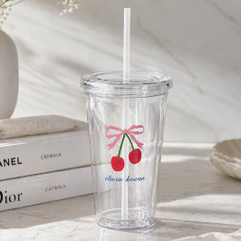 Taza de Acrílico | Lazo Coqueto de Cereza Lindo