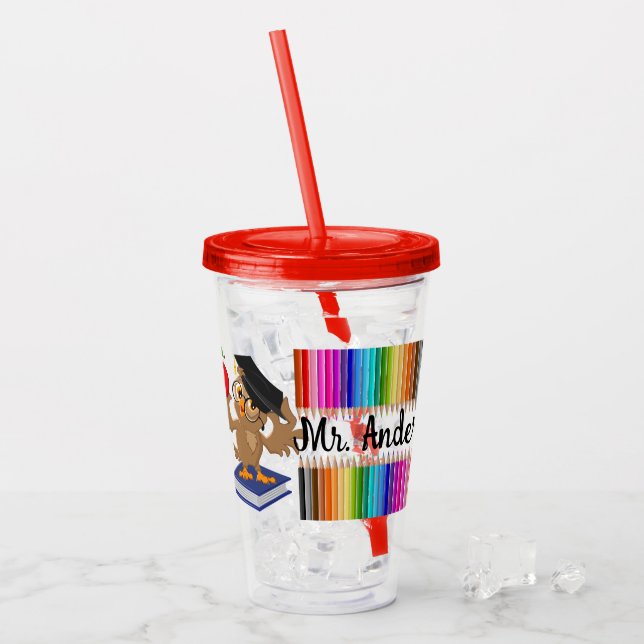 Taza de acrílico para maestro personalizada (Anverso (hielo))