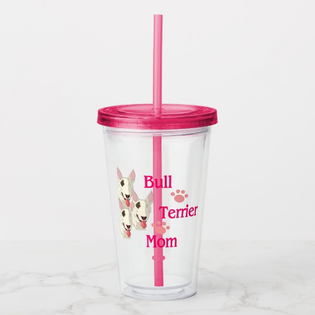 Taza de acrílico para mamá de Bull Terrier (Anverso)