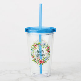 Taza de acrílico - Vajilla floral de primavera