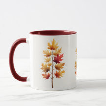 Taza de acuarela de arce de otoño