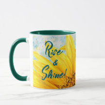 Taza de Acuarela de Girasol Rise & Shine - Verde
