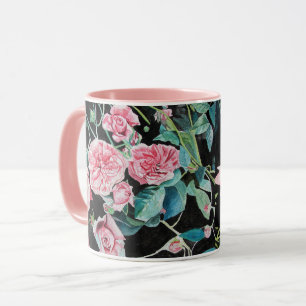 Taza de acuarela de rosa rosa