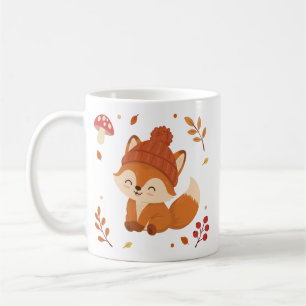 Taza de acuarela de zorro otoñal lindo café
