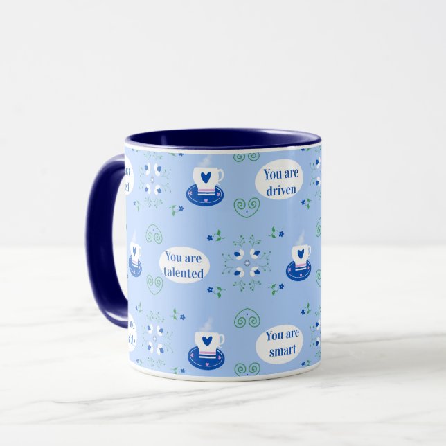 Taza de afirmaciones con tema de taza azul (Anverso izquierdo)