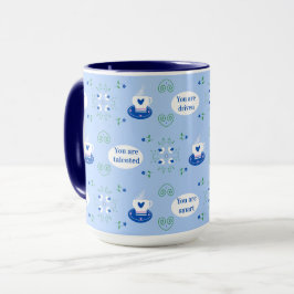 Taza de afirmaciones de café azul Taza de café