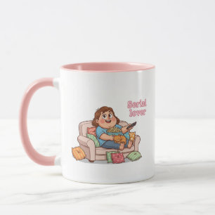 Taza de amante de series – Noche acogedora con gat