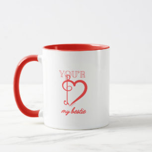 Taza de amistad roja y blanca “Eres mi mejor amiga