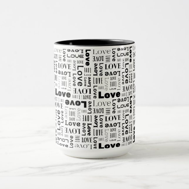 Taza de amor abstracto en negro y blanco (Centro)