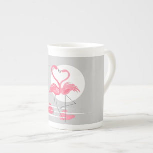 Taza de amor de flamenco en porcelana de hueso