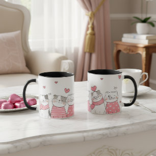 Taza de amor de gato lindo Gatos adorables con cor