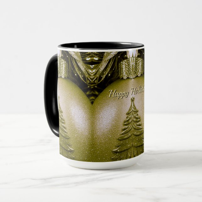 Taza de árbol de Navidad dorado de fiesta (Anverso izquierdo)