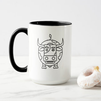 Taza de arte abstracto de toro despistado