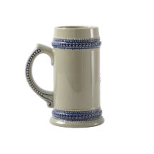 Taza de arte con monograma de letra L floral azul