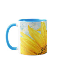 Taza de arte de acuarela de girasol - Azul cielo