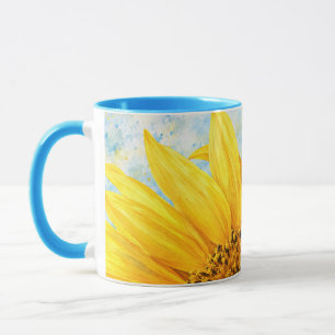 Taza de arte de acuarela de girasol - Azul cielo