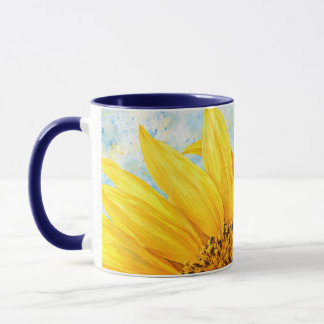 Taza de arte de acuarela de girasol - Azul oscuro