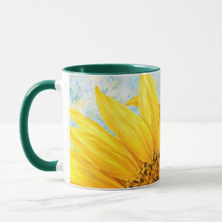 Taza de arte de acuarela de girasol - Verde